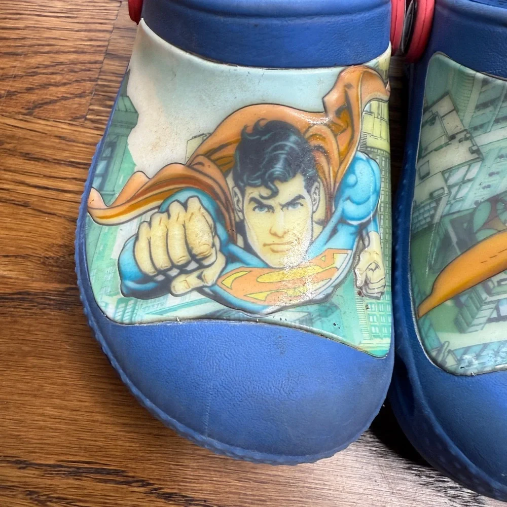 DC Comics Superman Kids CROCS - Blue and Red Size 10-11